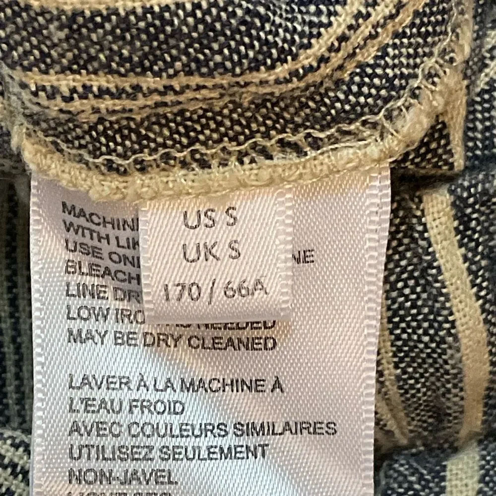 Urban Outfitters Y2K Stripes Blue Linen Drawstring Pull On Cropped Pants S